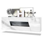 Buffet bas vladon houston - 2 portes et 3 tiroirs - blanc mat et blanc / noir haute brillance Buffet bas vladon houston - 2 portes et 3 tiroirs - blanc mat et blanc / noir haute brillance