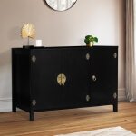 Idmarket buffet bas 110 cm yang 3 portes bois noir