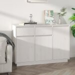 Buffet - blanc - bois massif de pin - 3 portes - 2 tiroirs - 110x34x75 cm