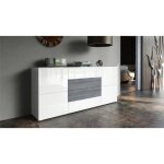 Buffet blanc mat et faade avola anthracite mat et blanc laqu