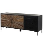 Buffet en bois de manguier et de bois de palissandre laqu� noir et brun sunn� 100