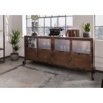 Buffet - bois massif de manguier laqu� (marron) - design industriel - heavy industry 215