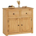 Buffet salle � manger cancun l 93 cm en bois massif finition laqu�e avec 2 portes et 2 tiroirs