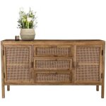 Buffet en cannage et bois 2 portes 3 tiroirs - tiki - rendez - vous d�co