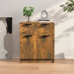 Buffet bas - chne fum - 60x30x70 cm - 2 portes - bois dingnierie - style contemporain