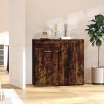 Buffet haut - chne fum - 80x36x75 cm - bois dingnierie - 2 portes - style contemporain
