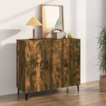 Buffet - ch�ne fum� - 90x34x80 cm - bois ding�nierie - style industriel - buffet bas