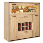 Buffet chêne meuble de rangement avec 2 tiroirs 2 portes 6 compartiments et lumière led pour salon cuisine ... Buffet chêne meuble de rangement avec 2 tiroirs 2 portes 6 compartiments et lumière led pour salon cuisine ...