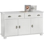 Buffet salle � manger colmar en bois massif l116 cm avec 3 portes battantes et 2 tiroirs spacieux blanc ...