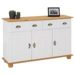 Buffet salle � manger colmar en bois massif l116 cm avec 3 portes battantes et 2 tiroirs spacieux blanc ...