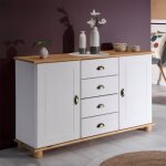 Buffet salle � manger colmar en bois massif l 133 cm avec 2 portes battantes et 4 tiroirs spacieux blanc ...
