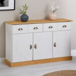 Buffet salle � manger paris en bois massif l 116 cm avec 3 portes battantes et 2 tiroirs spacieux blanc ...