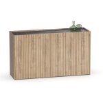Buffet commode de salon coloris chêne doré - longueur 140 x profondeur 40 x hauteur 80 cm Buffet commode de salon coloris chêne doré - longueur 140 x profondeur 40 x hauteur 80 cm