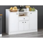 Buffet de cuisine avec 4 portes 1 tiroir et 1 niche - blanc - mizota