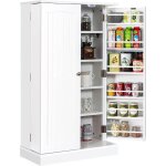 Buffet de cuisine bas - goplus - 59x305x103cm - 1 armoire � 5 niveaux et 2 portes � 12 etag�res blanc ...