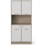 Buffet de cuisine coloris ch�ne kronberg blanc - longueur 833 x hauteur 1761 x profondeur 40 cm