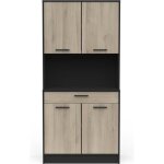 Buffet de cuisine coloris ch�ne kronberg noir mat - longueur 833 x hauteur 1761 x profondeur 40 cm