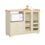 Buffet de cuisine fsb81 - mi sobuy avec 2 portes vitrées 120 x 40 x 90 cm - beige Buffet de cuisine fsb81 - mi sobuy avec 2 portes vitrées 120 x 40 x 90 cm - beige