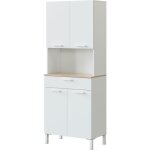 Buffet de cuisine kira - d�cor blanc artik et ch�ne canadien - 4 portes + 1 tiroir - l72 x h186 x p40 ...
