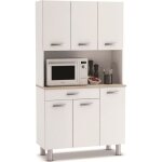 Buffet de cuisine - meuble de cuisine coloris acacia - blanc mat - 101 x 1853 x 423 cm