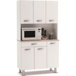 Buffet de cuisine - meuble de cuisine coloris acacia - blanc mat - longueur 101 x profondeur 1853 x hauteur ...