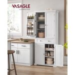 Buffet de cuisine - vasagle - 4 planches r�glables - 6 �tag�res de porte - blanc