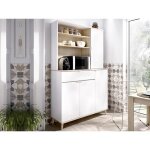 Buffet de cuisine wajdi - 4 portes 1 tiroir et 3 niches - blanc et chne