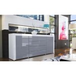 Buffet design laqu blanc / gris