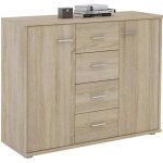 Buffet salle � manger elodie l 89 cm coloris ch�ne sonoma avec 4 tiroirs et 2 portes bahut bas