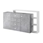 Buffet avec �tag�re int�gr�e collection bergame 180cm. coloris gris et blanc. style design 37