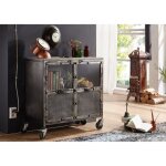 Buffet - fer brut et bois de manguier laqu� - heavy industry 114