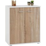 Buffet salle � manger firmin l 60 cm coloris blanc ch�ne sonoma avec 2 portes bahut bas meuble de rangement ...