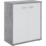 Buffet salle � manger firmin l 60 cm coloris b�ton et blanc avec 2 portes bahut bas meuble de rangement ...