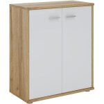 Buffet salle � manger firmin l 60 cm coloris ch�ne sauvage et blanc avec 2 portes bahut bas meuble de ...