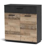 Buffet gain de place style industriel bernardo l80cm chne clair et gris