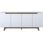 Buffet - gd102 - 4 portes - 180 x 79 x 45 cm - blanc / noyer