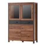 Buffet haut collection windsor. coloris ch�ne fonc� et gris anthracite. 37 marron