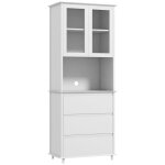 Buffet haut de cuisine 2 portes vitres tagre niche 3 tiroirs blanc