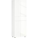 Buffet haut de cuisine blanc laqu� style contemporain - 4 portes 3 �tag�res r�glables 2 tiroirs 60x35x170cm ...