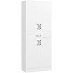Homcom - armoire de cuisine - bois - 70. 8x34x180cm - blanc