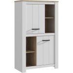 Buffet haut - elara - ch�ne / blanc mat - 2 portes - 4 niches - 867 x 422 x 1471 cm