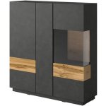 Buffet haut kiles trois portes avec led. coloris bton et chne. style design 130 gris