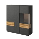 Buffet haut kiles trois portes. coloris gris anthracite et chne. style design
