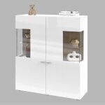 Buffet haut collection kobee 2 portes vitrées avec led intégrée. couleur blanc et chêne. Buffet haut collection kobee 2 portes vitrées avec led intégrée. couleur blanc et chêne.