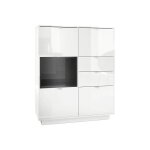 Buffet haut laqu blanc et noir - mpc - 4 portes - 2 tiroirs - softclose