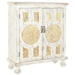 Buffet haut / meuble de rangement en bois de sapin et mdf coloris blanc vieilli - longueur 93. 5 x hauteur ... Buffet haut / meuble de rangement en bois de sapin et mdf coloris blanc vieilli - longueur 93. 5 x hauteur ...