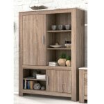 Buffet haut - pegane - chne truff blanc vieilli - 2 portes - 5 tagres