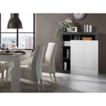 Buffet haut sefro - 2 portes et 4 niches - blanc laqu et bton