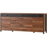 Buffet haute gamme 200cm collection windsor . coloris chne fonc et gris anthracite. 44 marron