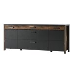 Buffet haute gamme 200cm collection windsor . coloris gris anthracite et ch�ne fonc�. 44 gris
